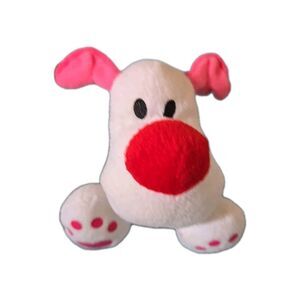 Oriental Trading small mini Valentine's Day white plush puppy dog pink hearts